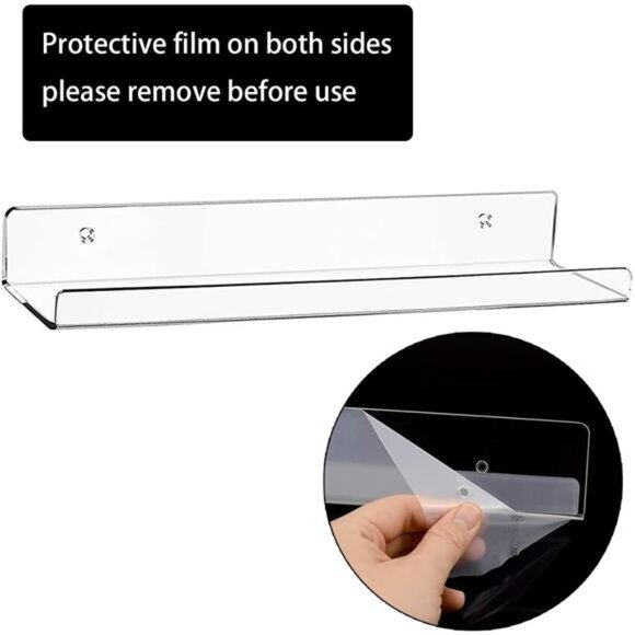 Acrylic Floating Wall Ledge Shelf,Clear Bathroom Storage Shelves Display,Acrylic - Picture 4 of 8